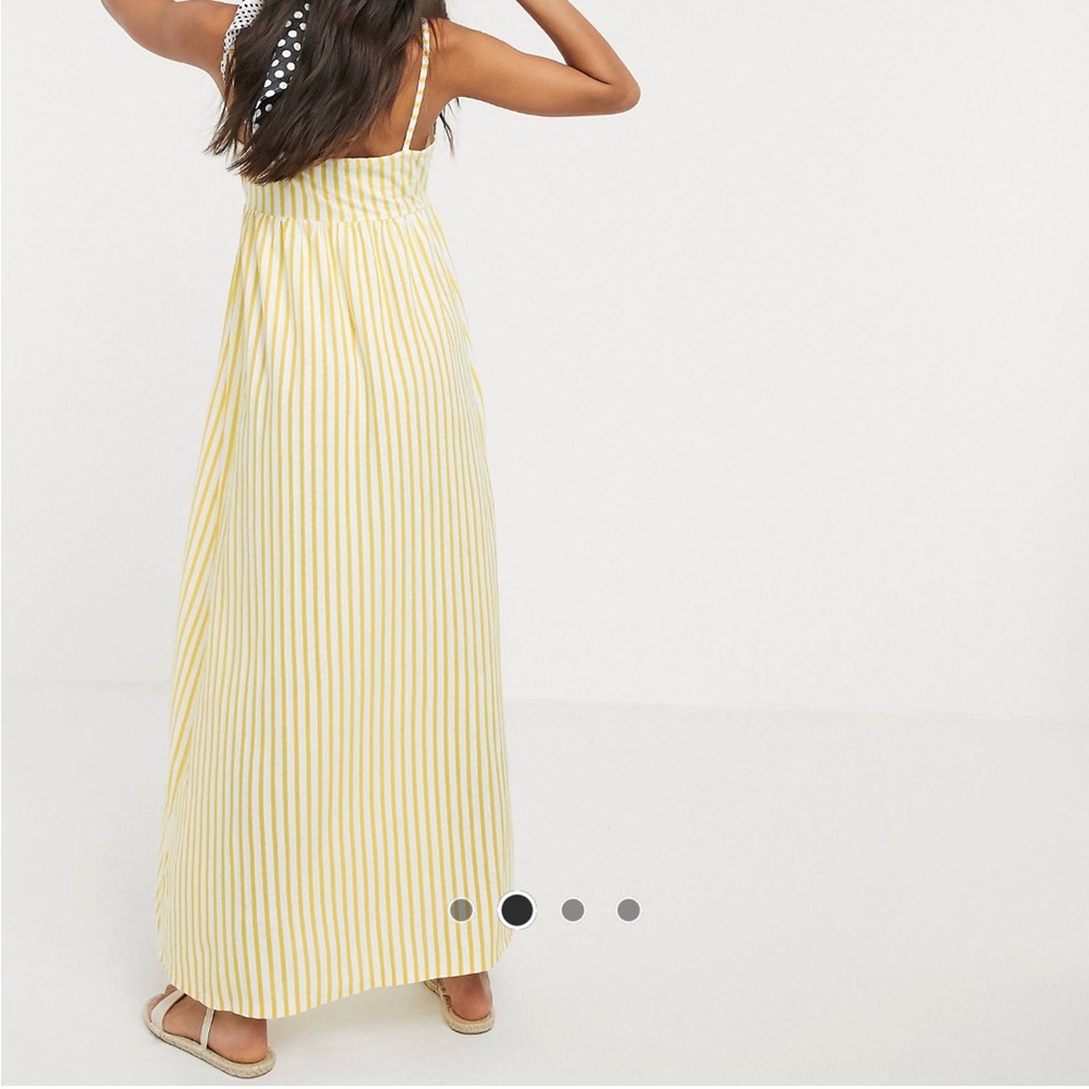 ASOS Maternity Cami Bow Front Maxi Sundress in Buttermilk Stripe - Picture 9 of 11